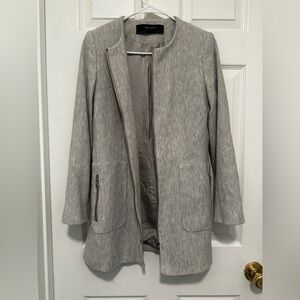 Zara Basic Collection Tweed Knit Light Jacket Grey Medium